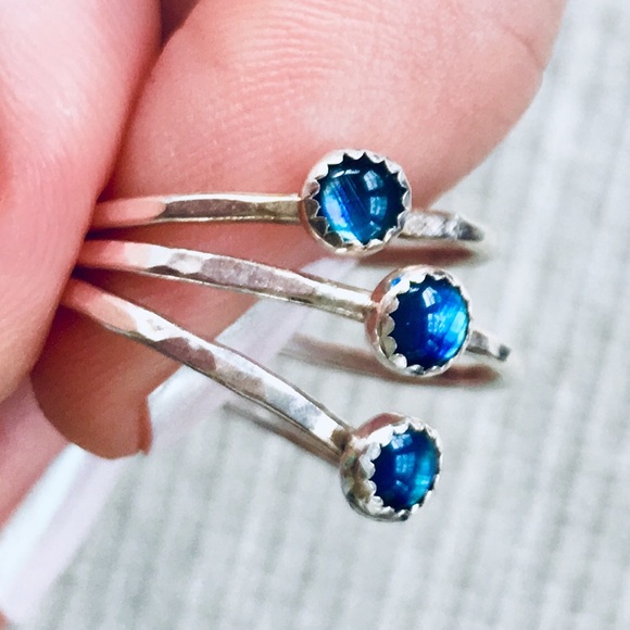 sterling silver mini blue abalone ring - Picture 2 of 6